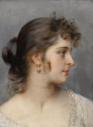 Eugene von Blaas - Portrait Of A Lady